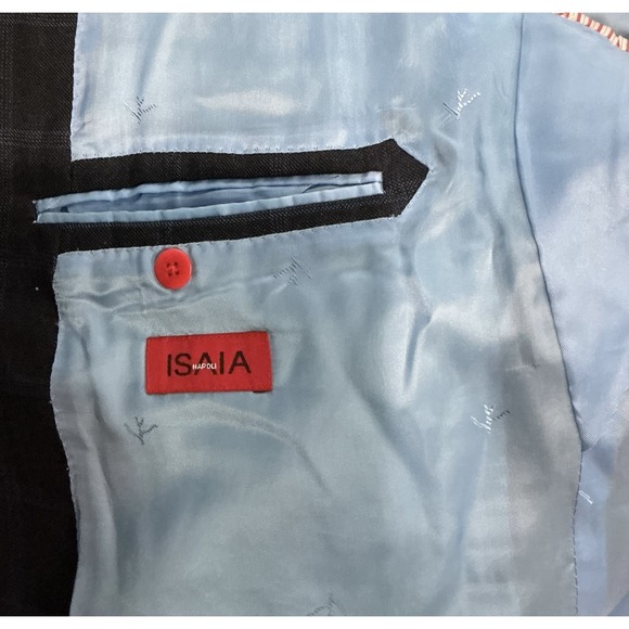 Isaia Napoli 120s Wool Windowpane Blazer Italy 58L / US 48L Luxury Sport Jacket - Picture 3 of 4